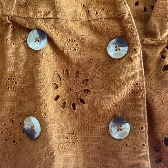 Zara Eyelet Puff Sleeve Wrap Blouse Cinnamon Rust Size Small - Picture 5 of 5